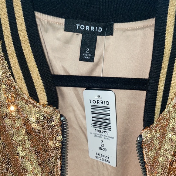 Torrid Gold Sequin Bomber Jacket - Picture 4 of 6